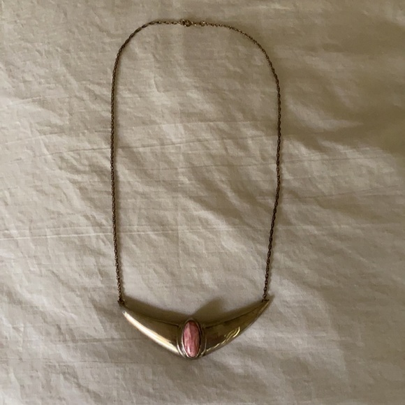 VINTAGE NEW/UNWORN SOUTHWESTERN STERLING SILVER BAR NECKLACE PENDANT PINK CORAL - Picture 7 of 7